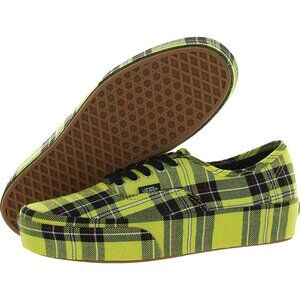 Vans Authentic Platform Patent Plaid Lemon Chrome Yellow Mens 5.5 Womens 7 - New